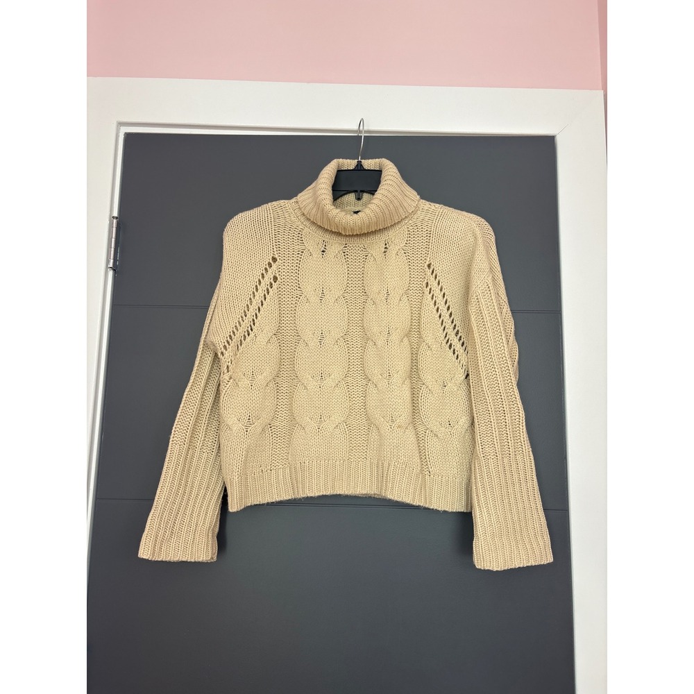 Moon & Madison Beige Cable‎ Knit Turtleneck Sweater Size S